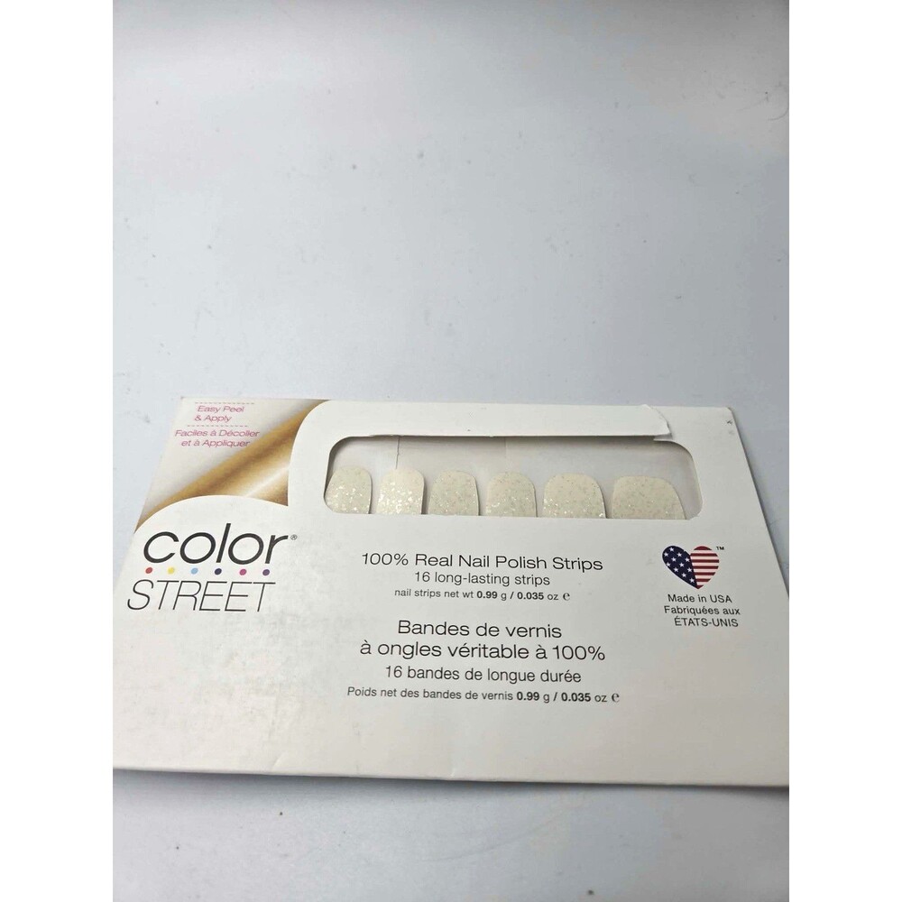 Color Street Over the Moon White Glitter Sparkle Nail Polish Strips FDG370